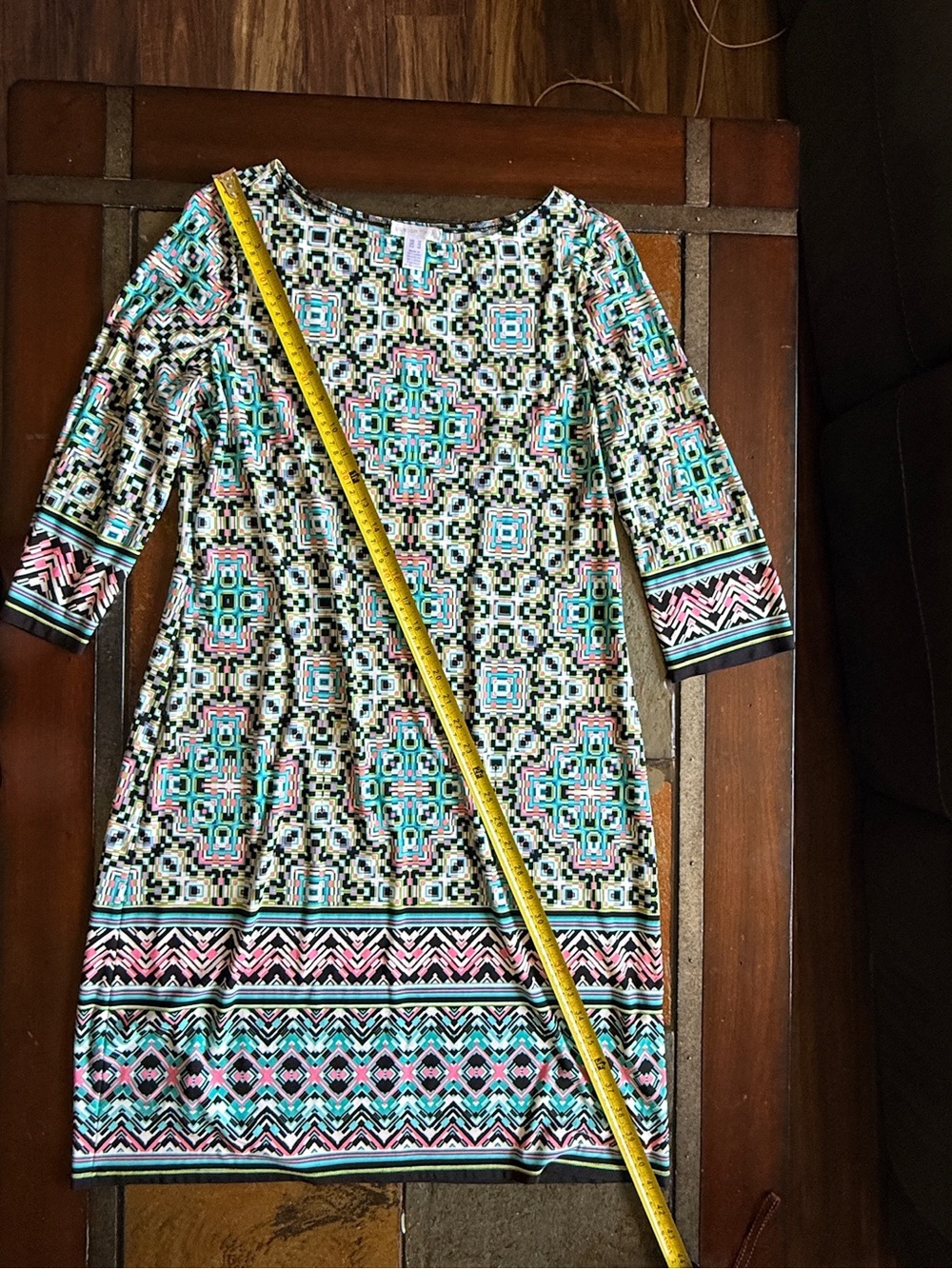 London times size 10 office retro art 2 wear maze paisley Aztec blue turquoise
